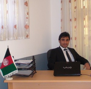 Aref Dostyar at his office at Afghans for Progressive Thinking in Kabul.