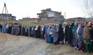 Women line up to vote in Afghanistan's recent election. (Photo: Jawad Kia)